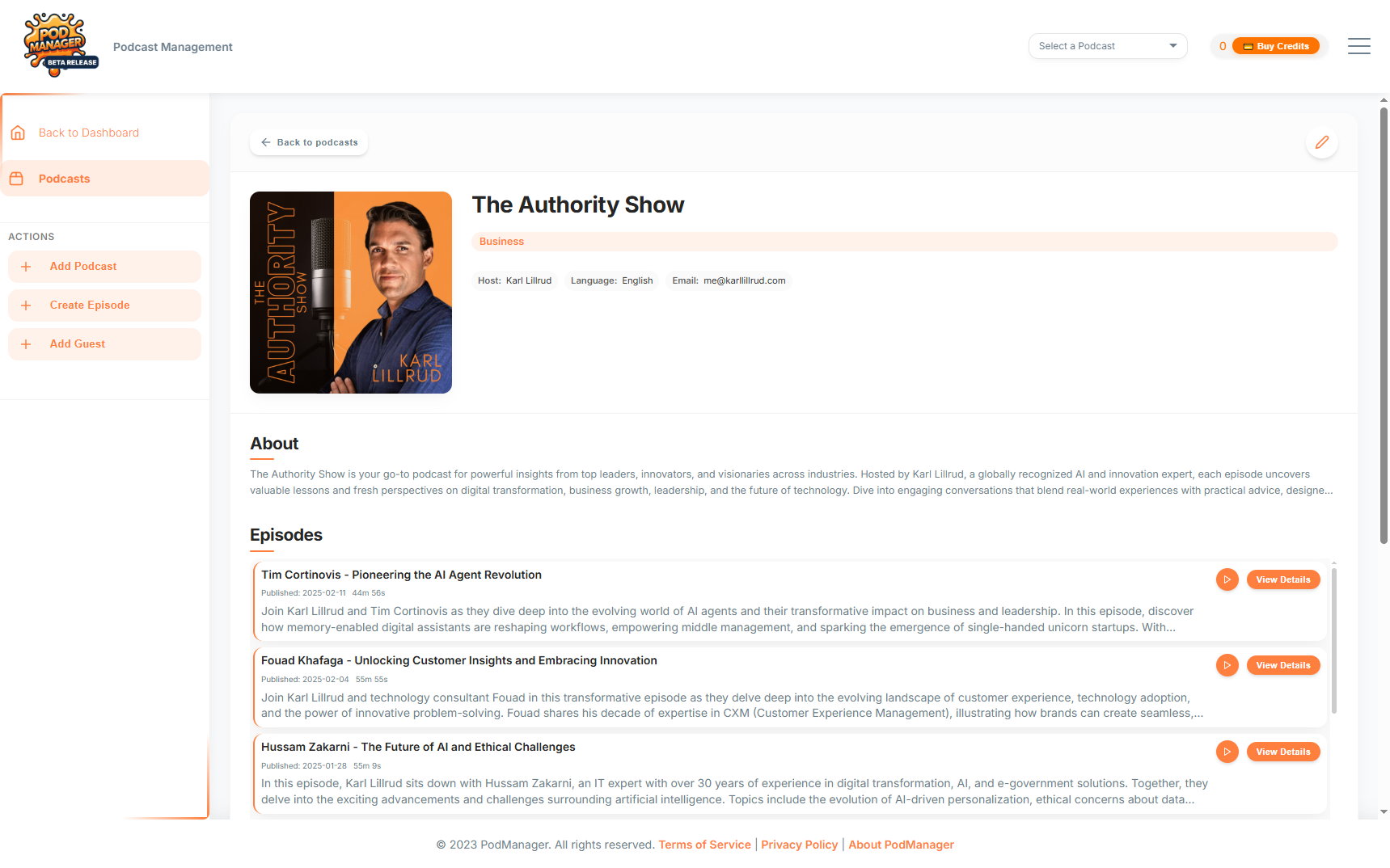 Podcast Management Application